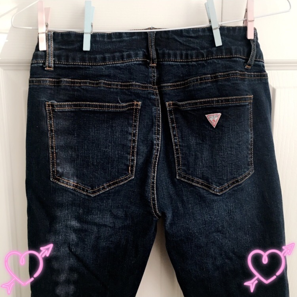 Guess midrise ripped skinny crop jeans